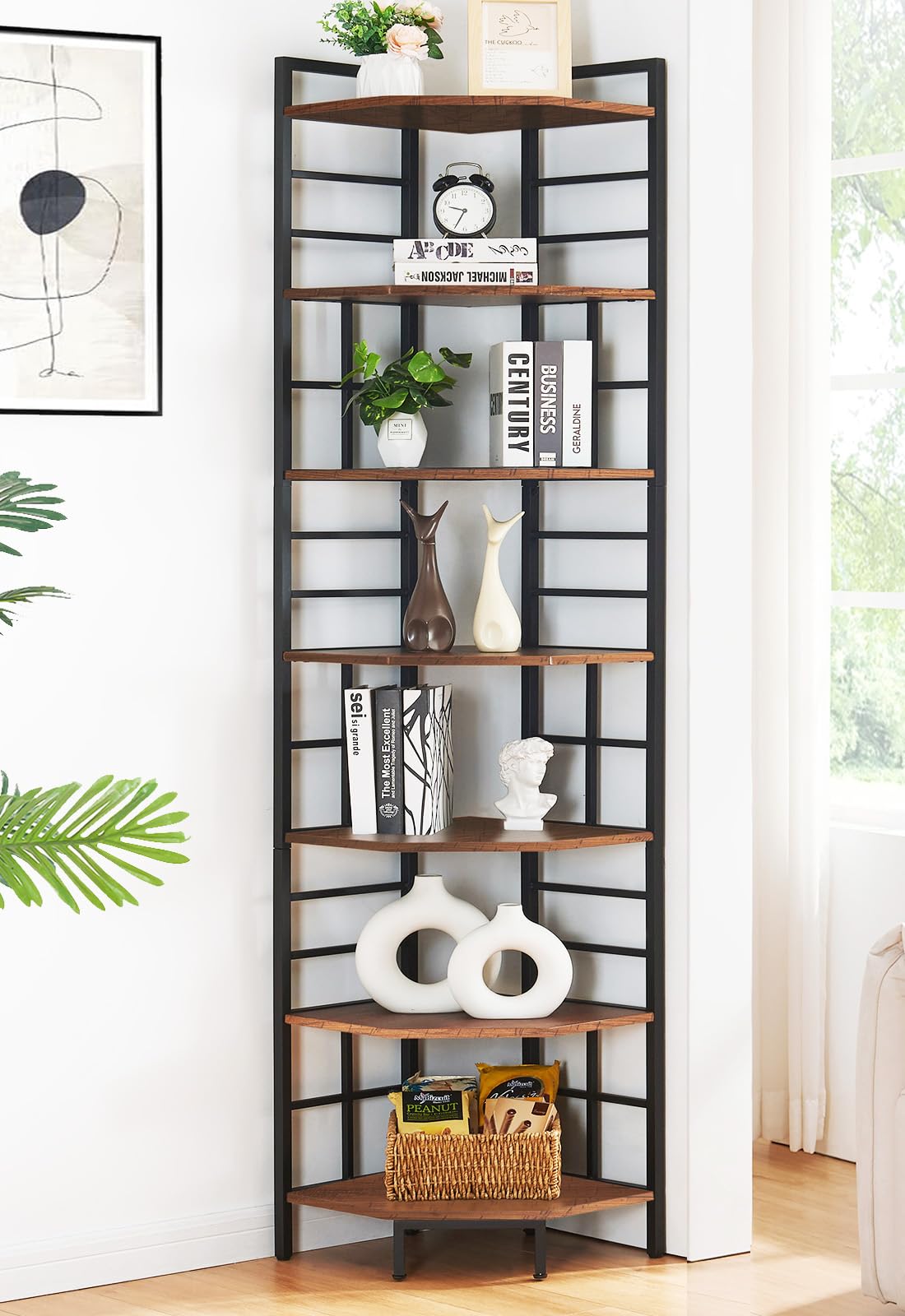 Amazon.com: HOMISSUE Corner Shelf, 7 Tier Tall Narrow Bookshelf